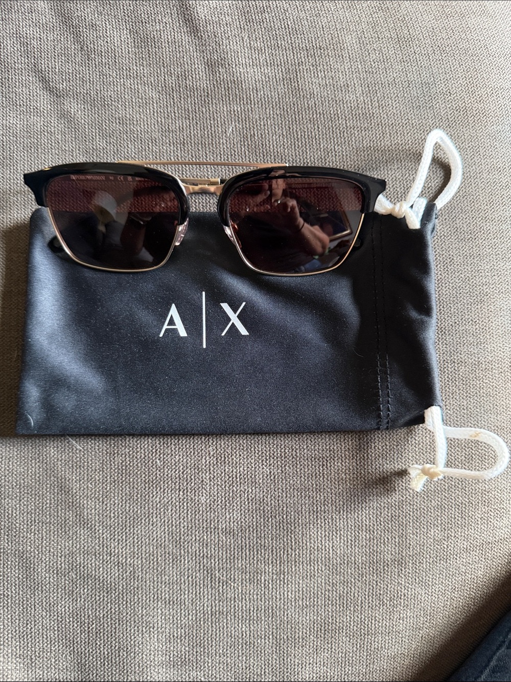 Armani Exchange Black Sunglasses with Gold Trim